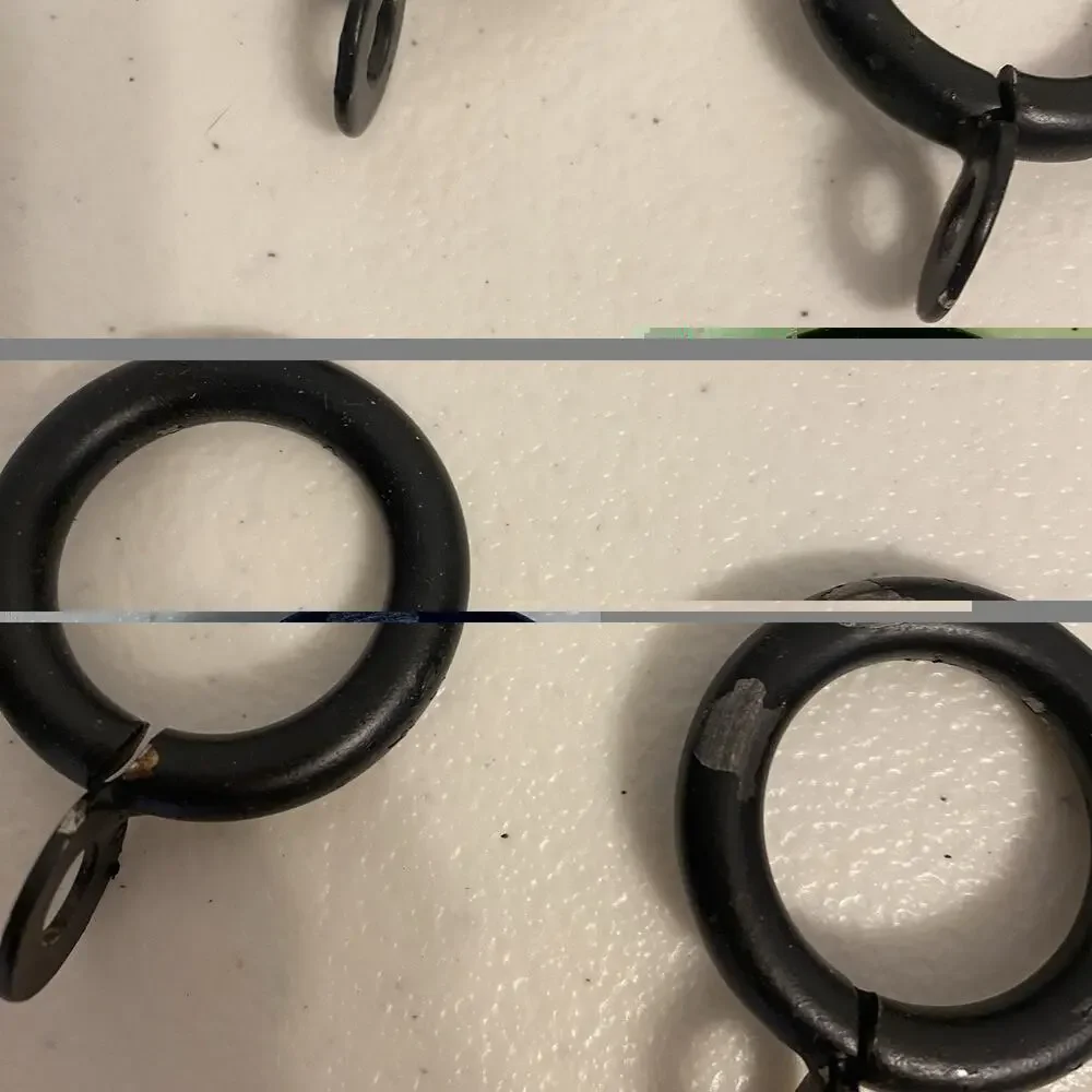SET of 18 Heavy Duty Metal Black Curtain O- Rings Vintage 1.05”